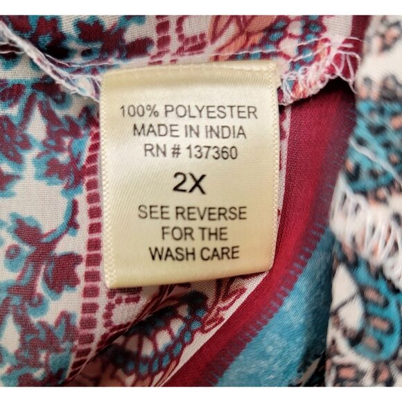 Live 4 Truth 2X Paisley Sleeveless High Low Scheer Top Metal Detail Boho India - Picture 6 of 10